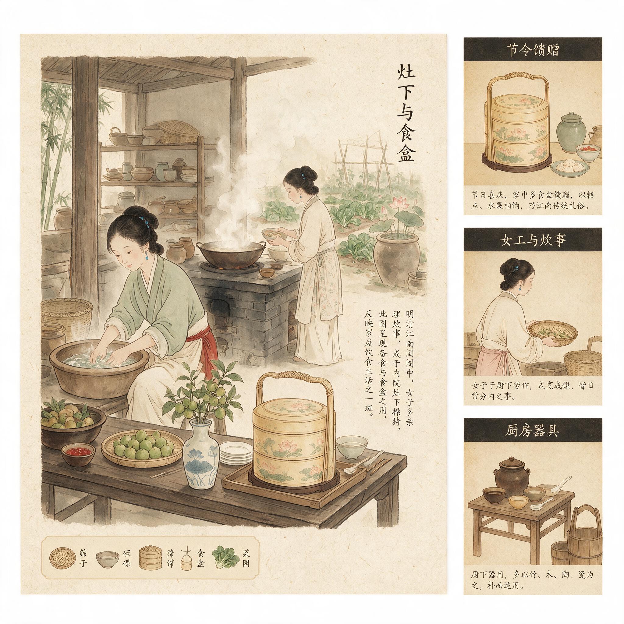 灶下与食盒：历史出版插图