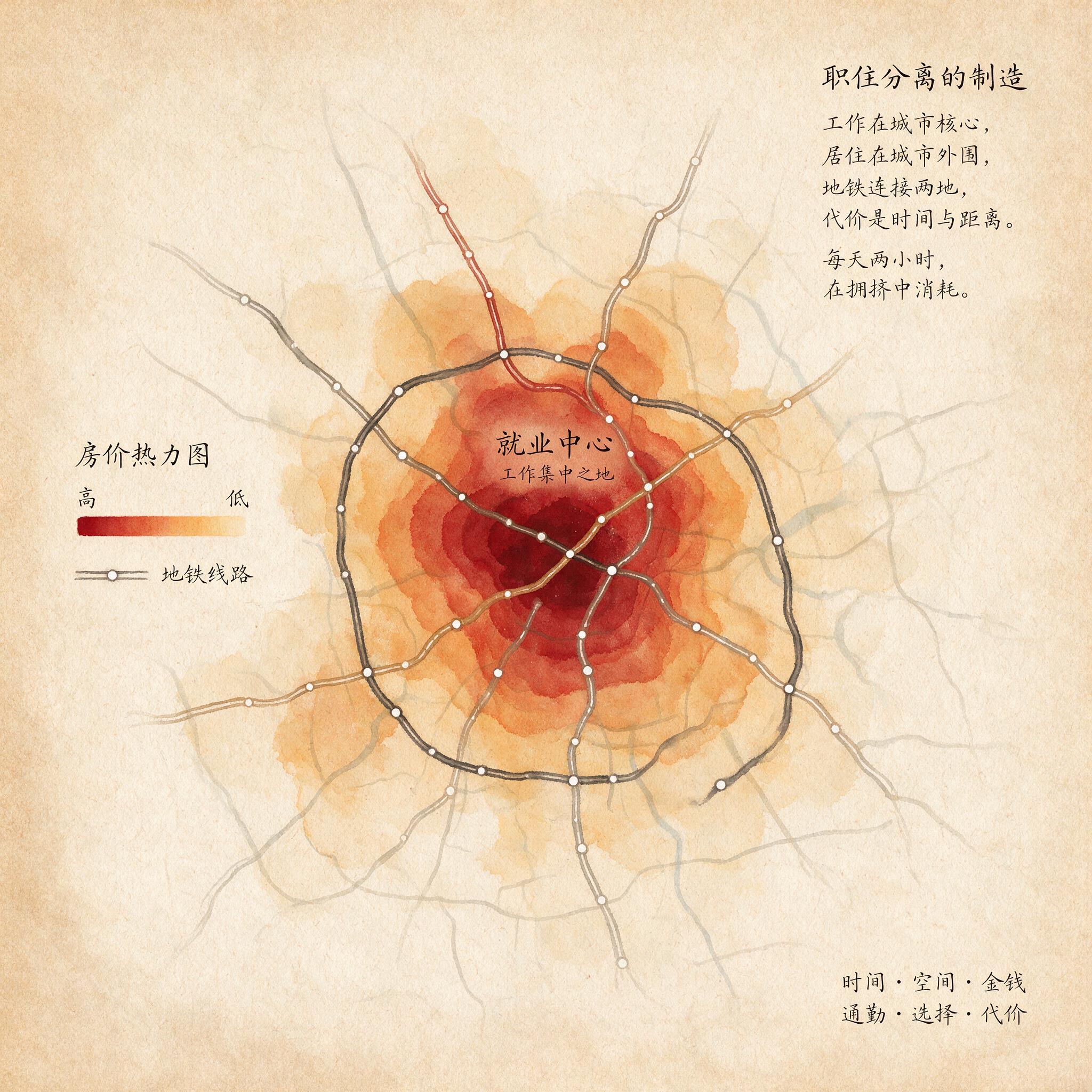 地铁线路图与周边房价热力图叠加