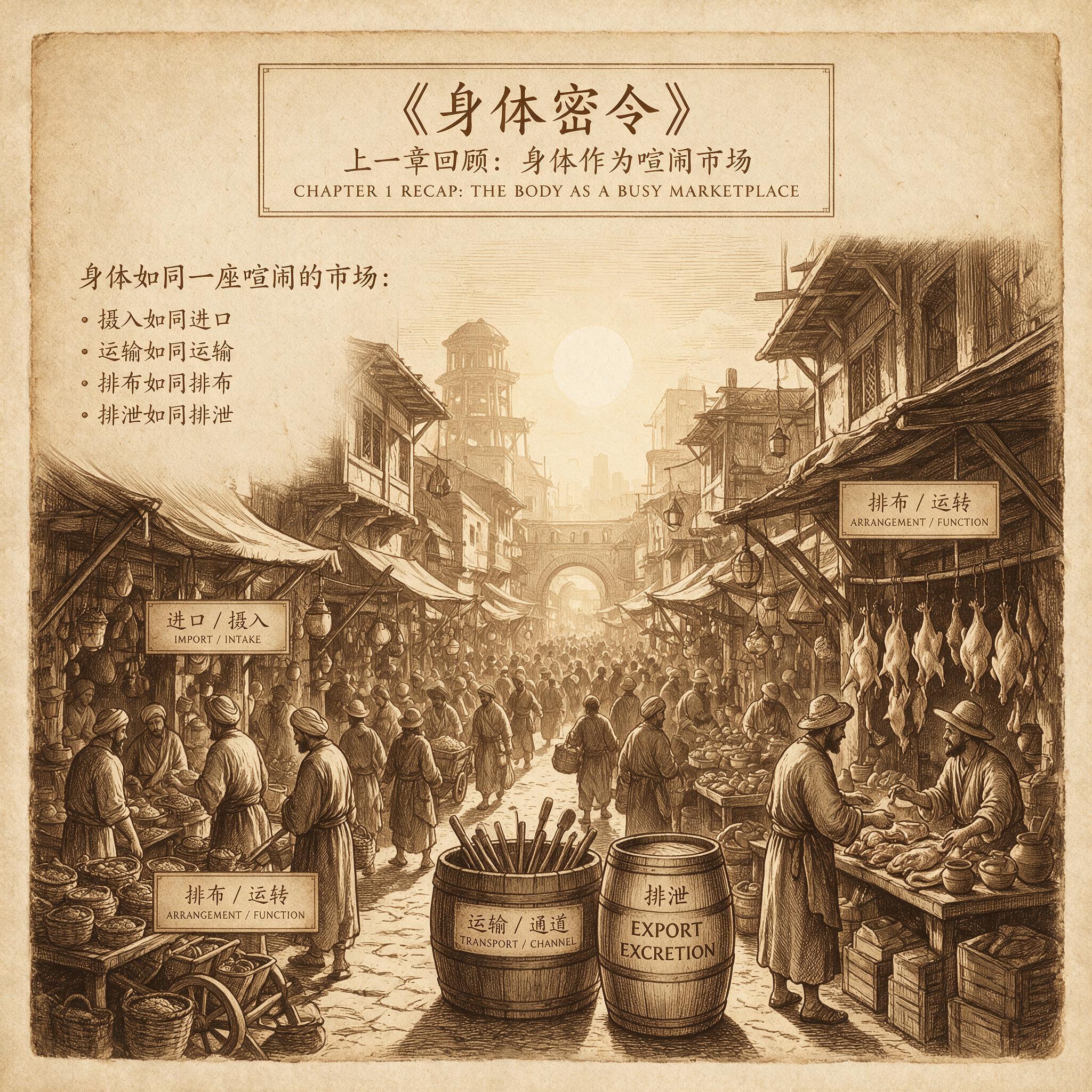 上一章建立了“身体是喧闹市场”的类比：历史出版插图