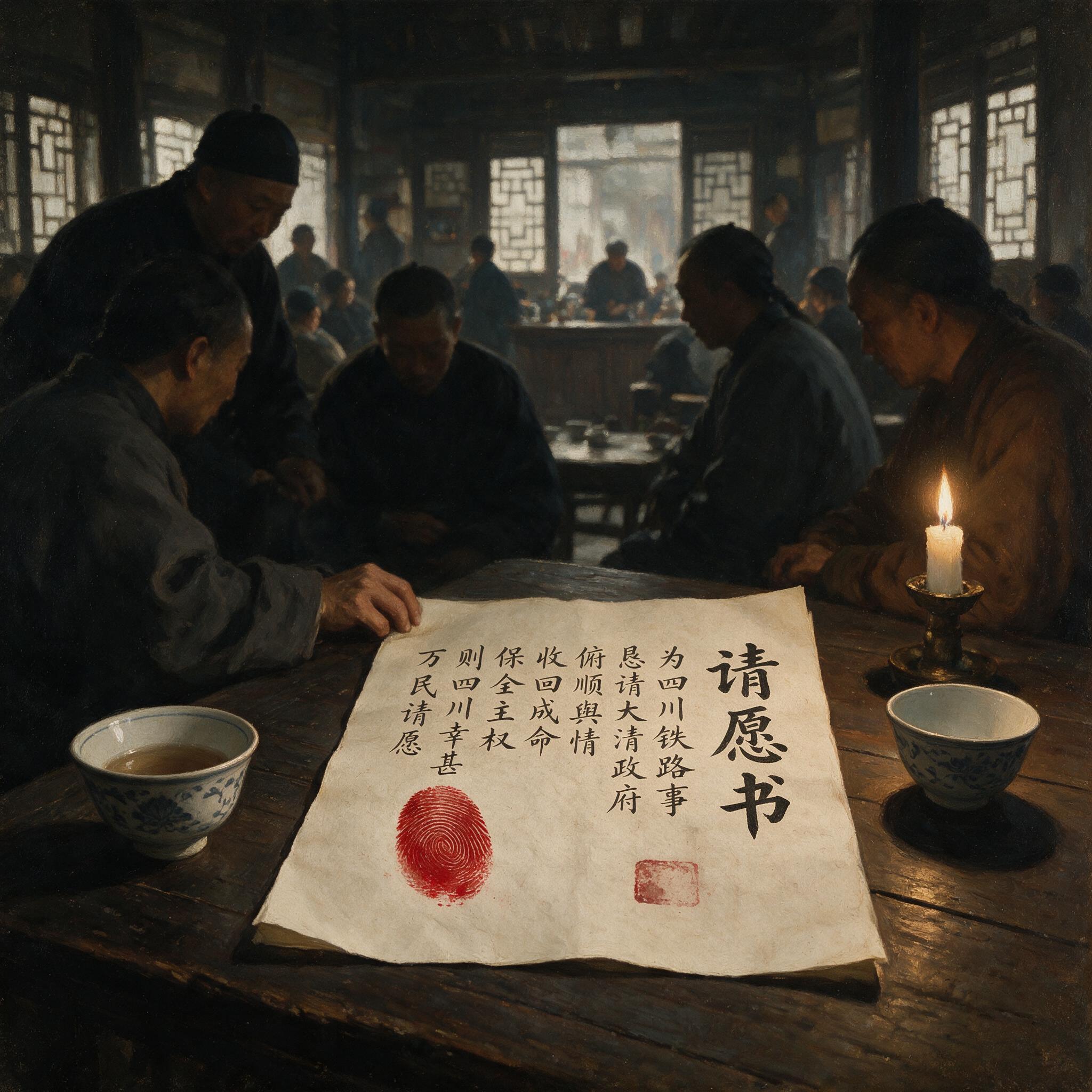 血书请愿状与茶馆密议氛围