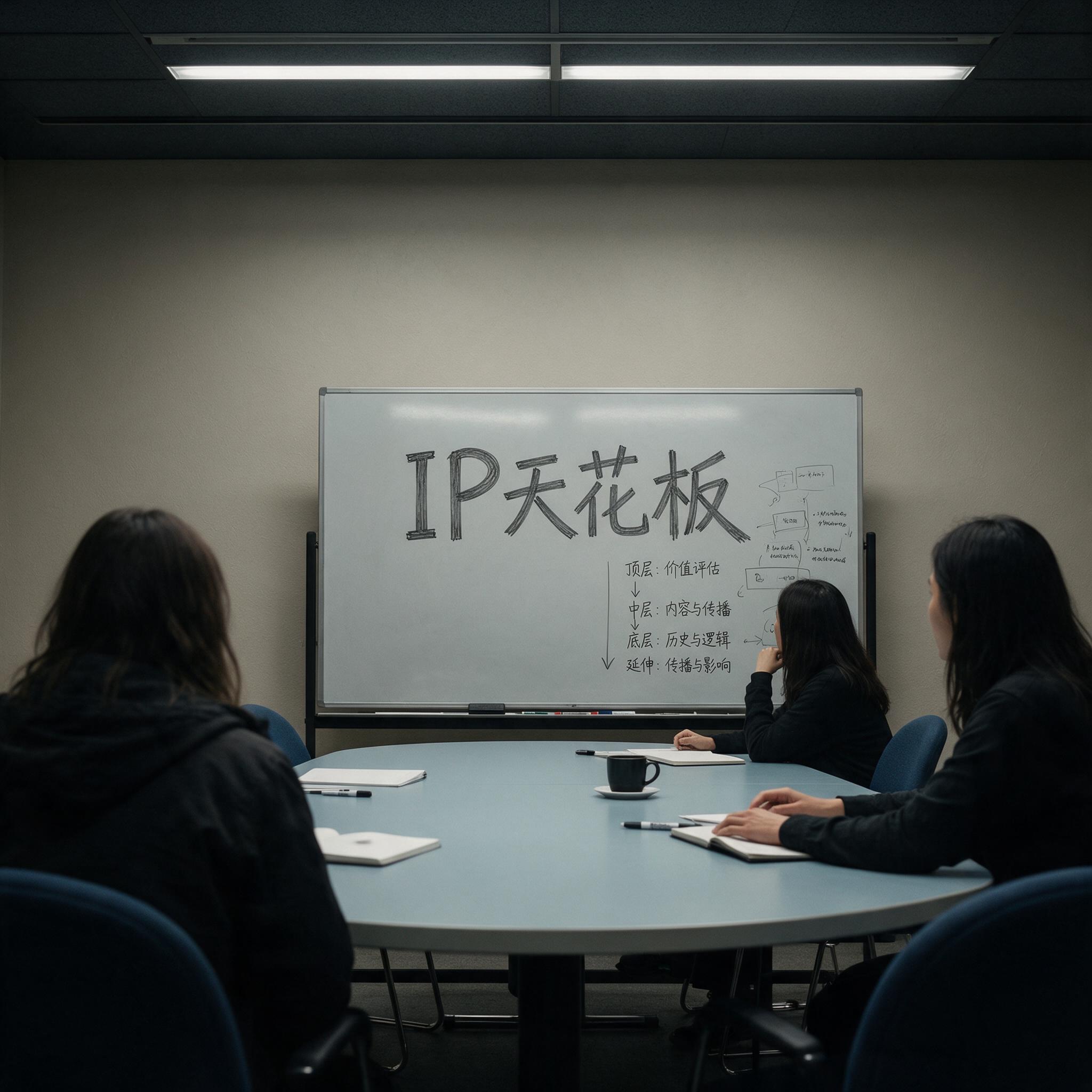 会议室白板上写有“IP天花板”字样