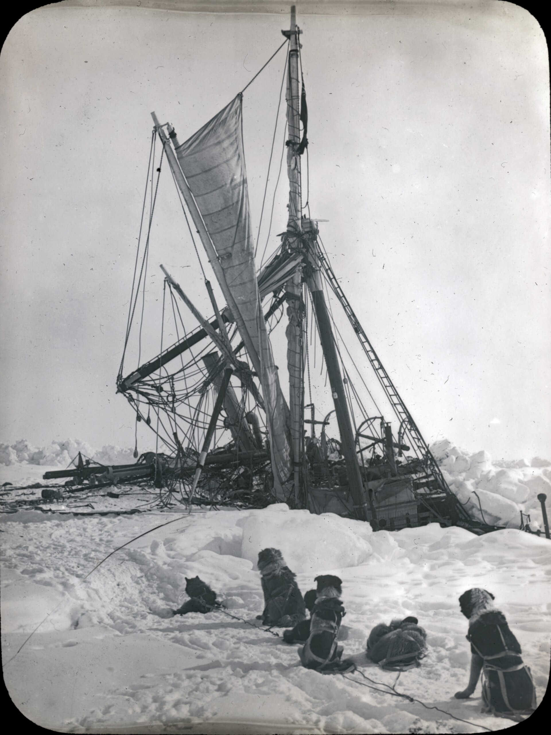 The crushed and sinking Endurance, November 1915.